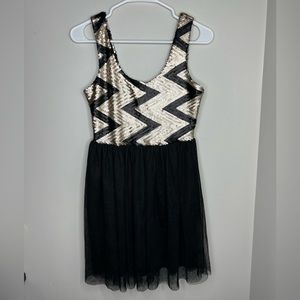 SAGE - black/ gold sequin & tulle dress. Size small. Prom, homecoming.